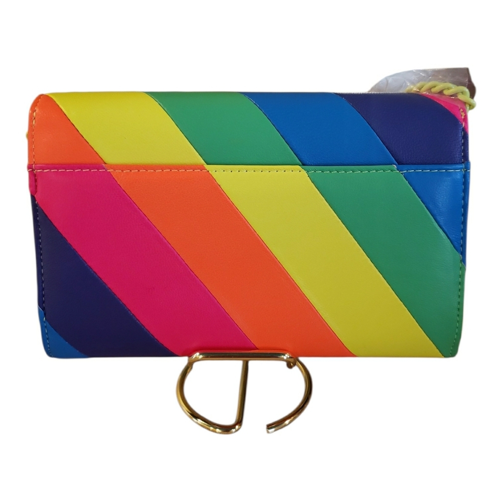 Kurt Geiger Rainbow Stripe Leather Crossbody - Neon Multicolor NWT! - Picture 4 of 10